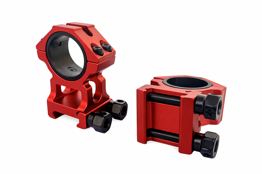 Montura APOLO 3/4" (22 mm) – Roja, Perfil Alto, Ø 25 y 30 mm