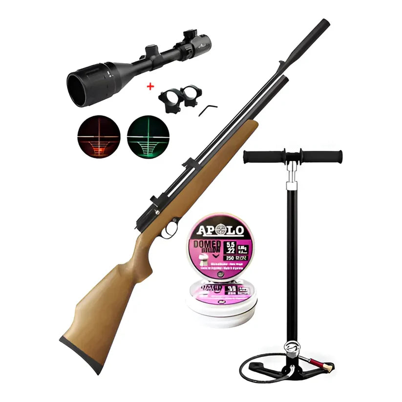 RIFLE PCP PR900 GEN2 CAL 5,5mm + MIRA TELESCOPICA + BOMBIN PCP +LATA DE POSTONES DE REGALO
